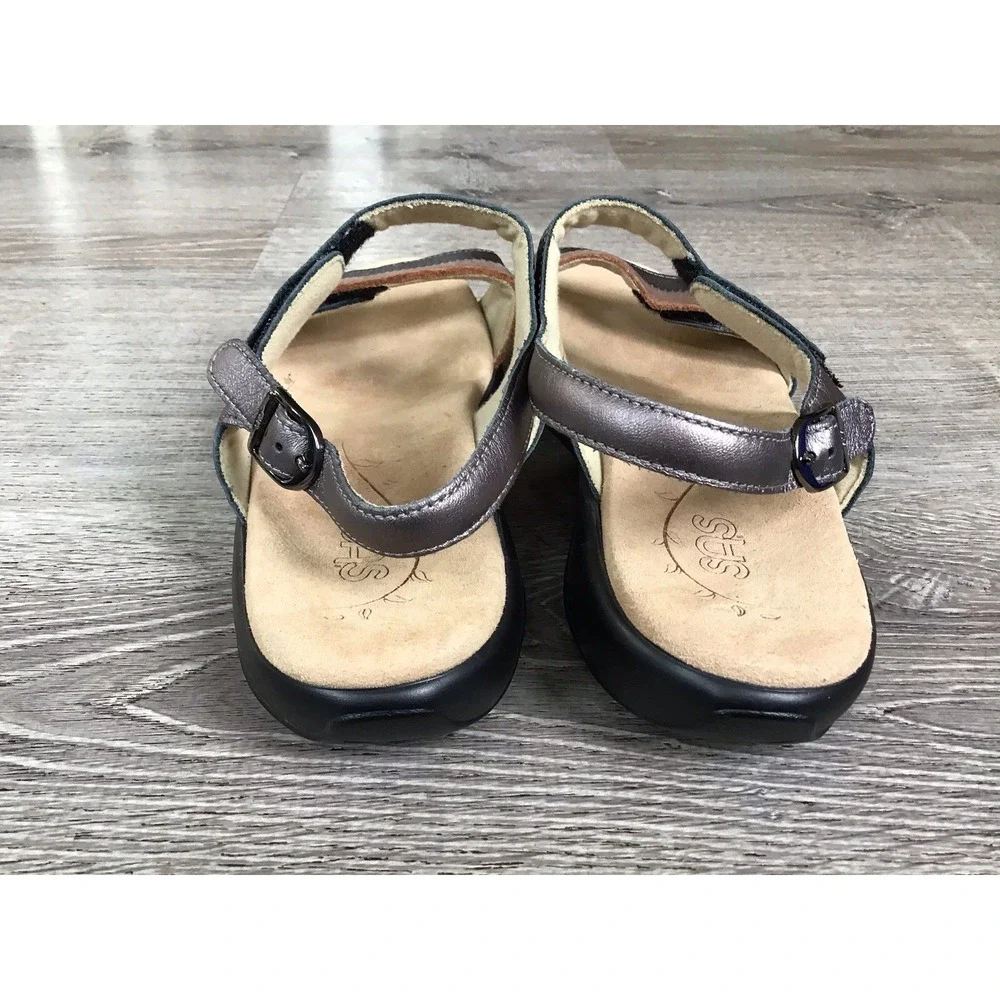 SAS Nudu Sandals Shoes Womens Size 11 M Gunmetal Bronze Leather Orthotic
